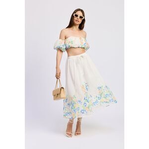 En Saison Off Shoulder Cropped Blouse Julia Midi Skirt Set - size S NWT